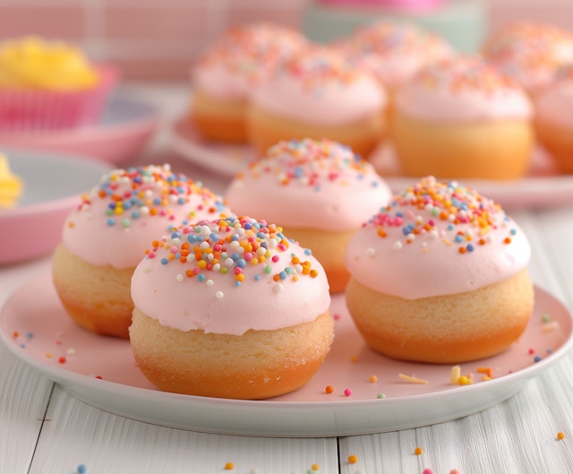 Decorated Cupcakes on Pink Plate