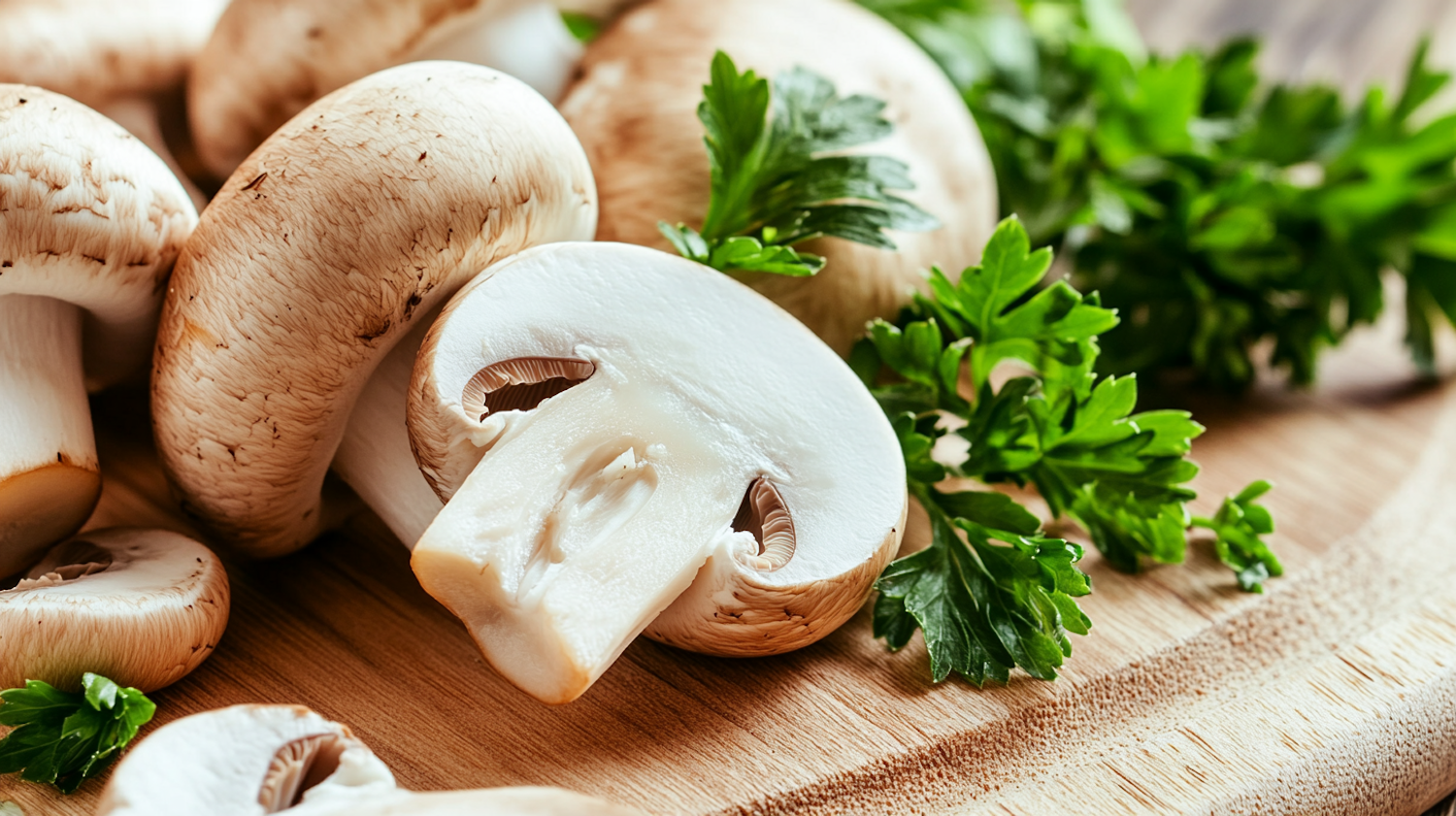 Fresh Mushrooms and Parsley