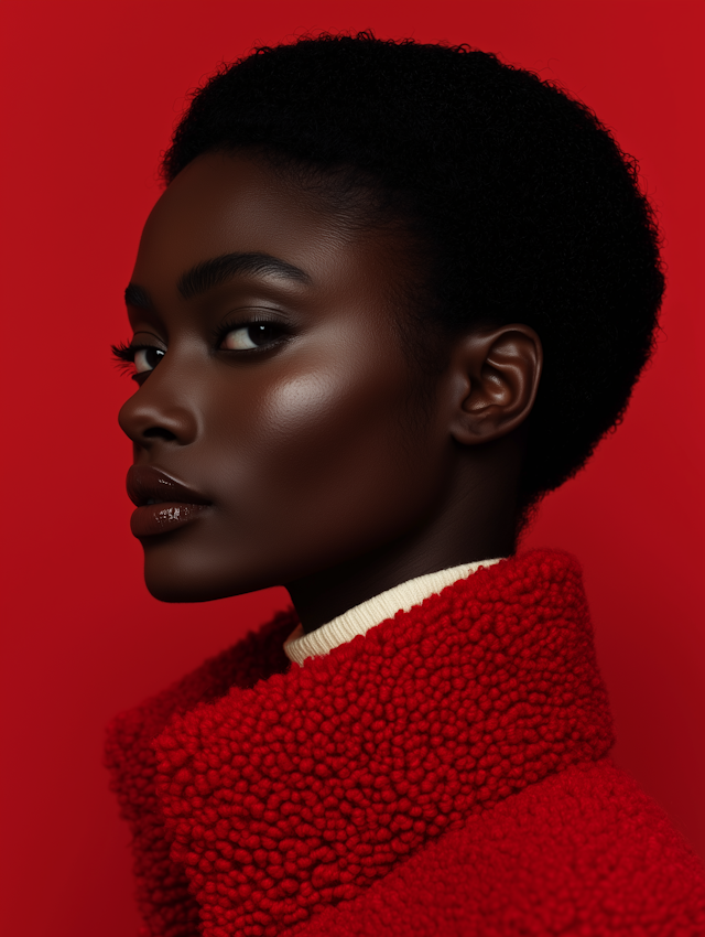 Striking Portrait with Red Background