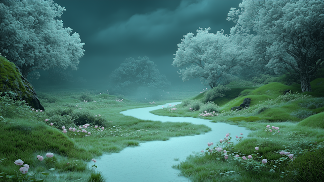 Mystical Riverside Landscape