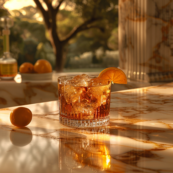 Elegant Whiskey Glass on Marble Countertop