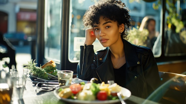 Thoughtful Woman at Outdoor Café