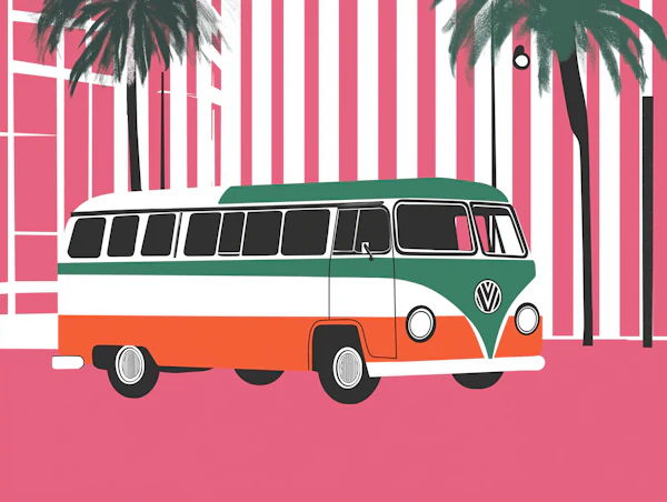 Stylized Volkswagen Van Illustration