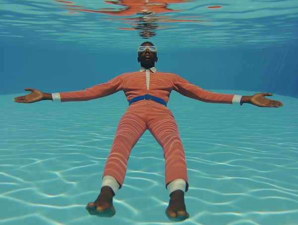 Man Floating in Blue Pool