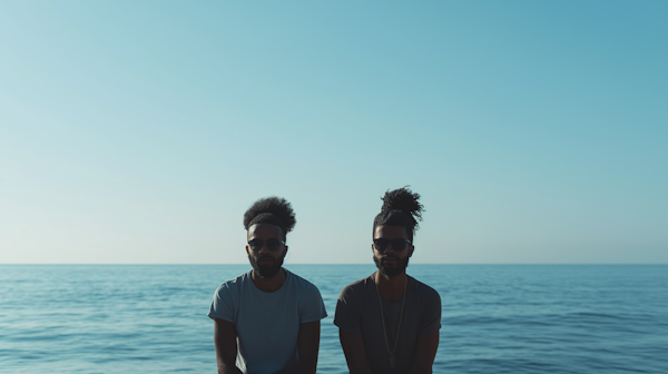 Serene Horizon: Young Friends by the Sea