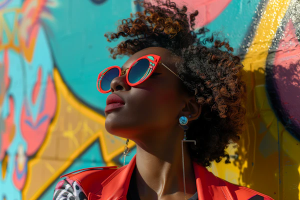 Vibrant Mural and Fashion Portrait