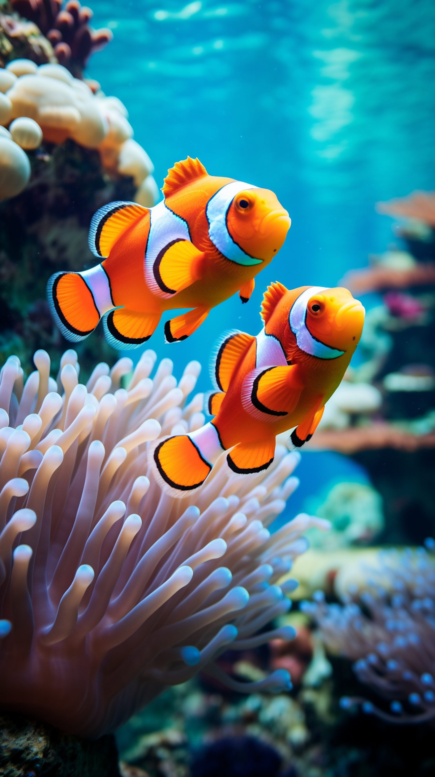 Symbiotic Serenade: A Pair of Clownfish with Anemone