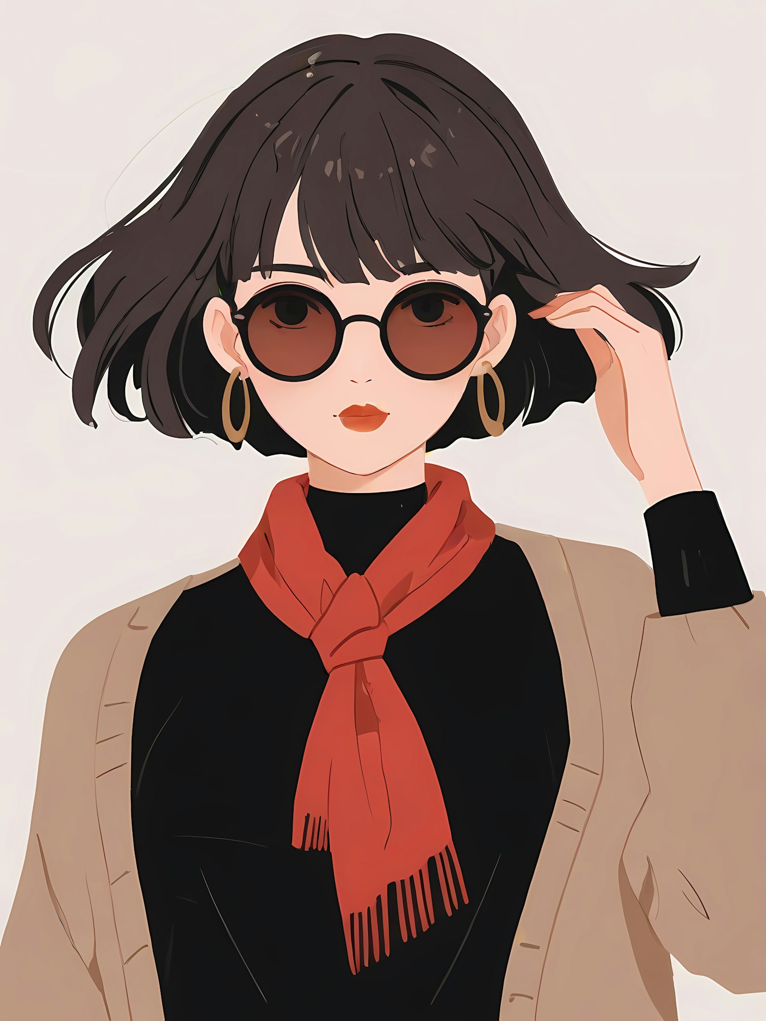 Stylized Portrait with Red Scarf