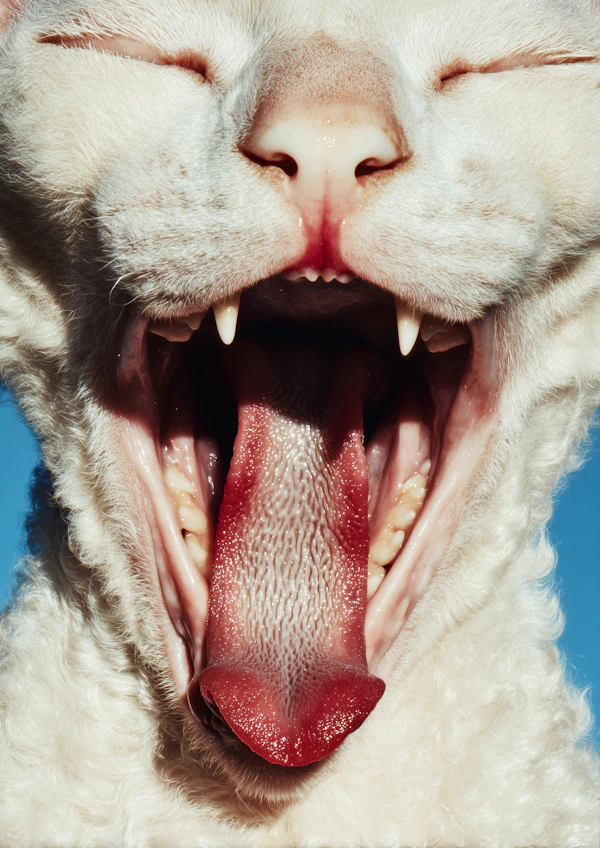 Yawning Cat Close-Up