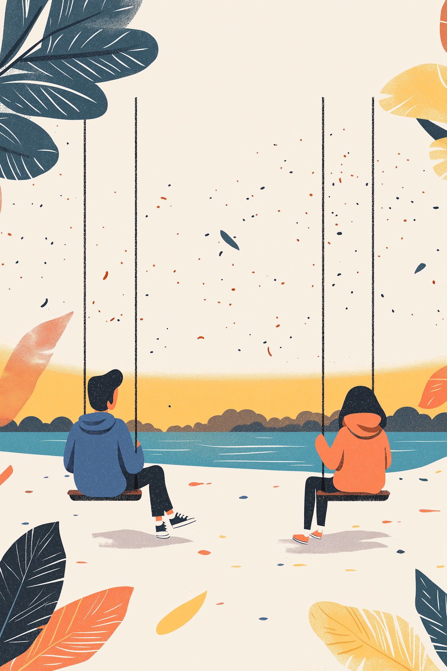 Tranquil Seaside Swing Illustration