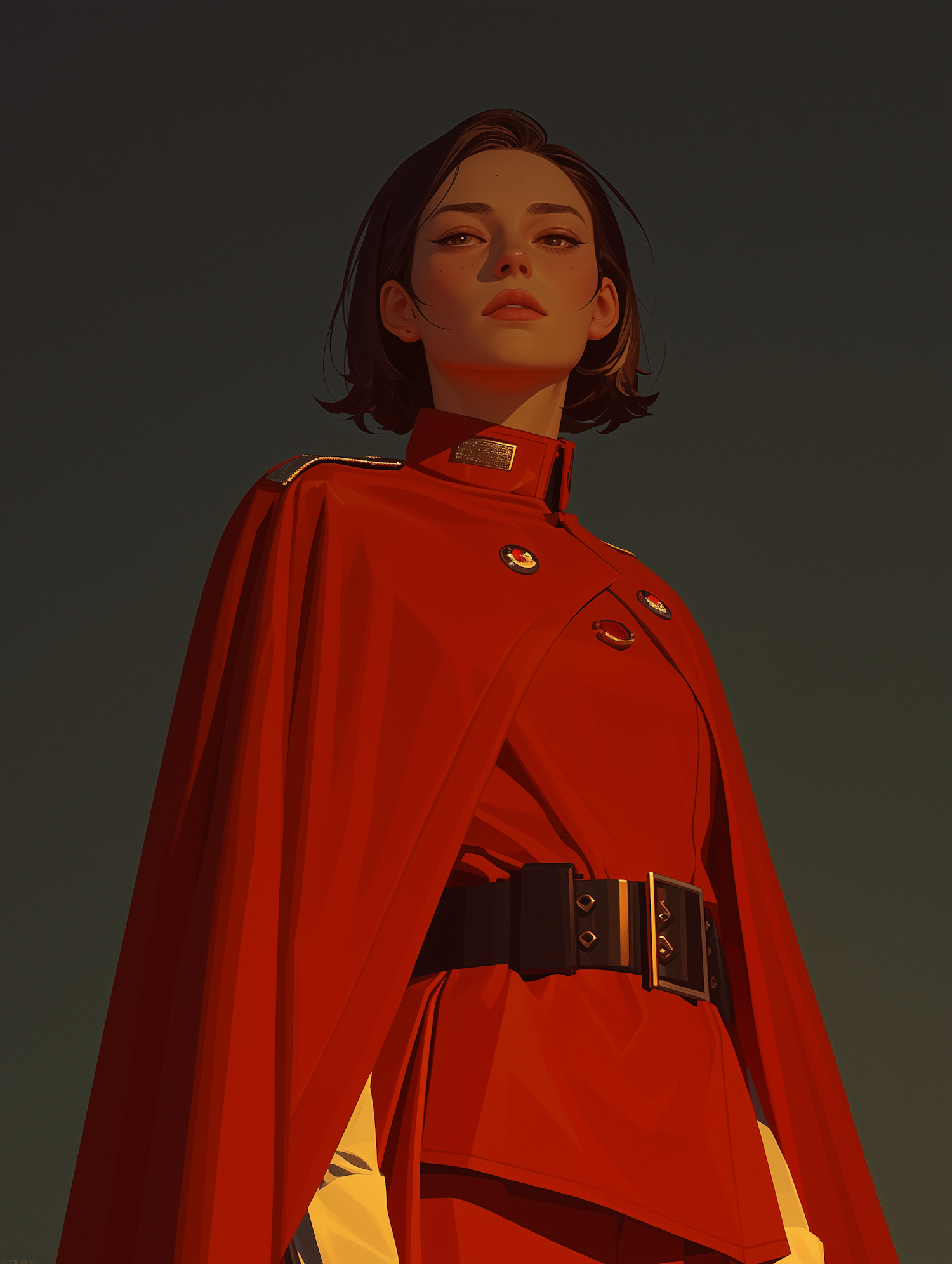 Woman in Red Uniform