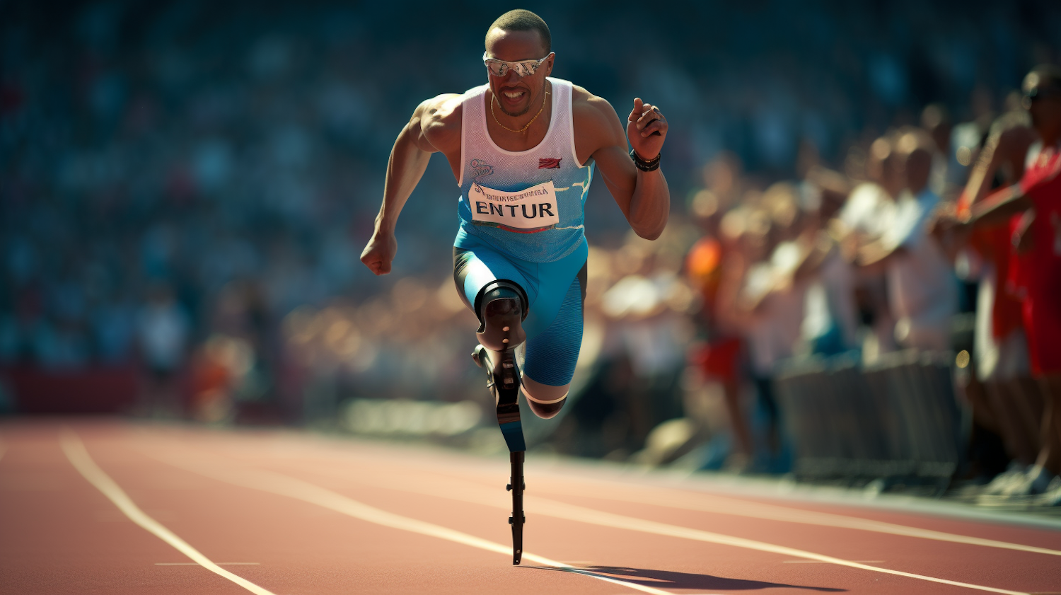 Athlete of Triumph with Prosthetic Running Blades