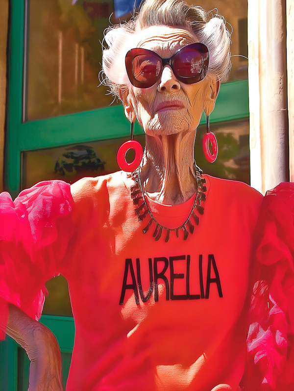 Striking Elderly Lady in Vibrant Attire