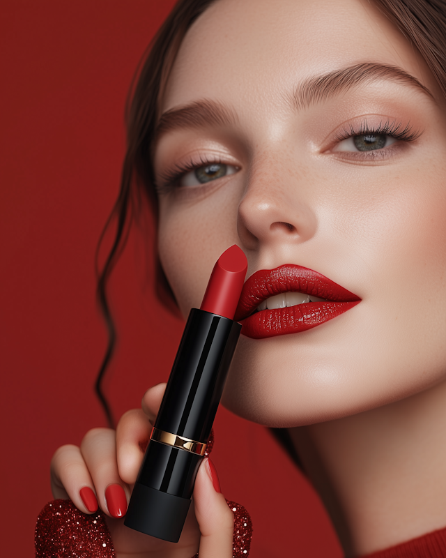 Glamorous Woman with Red Lipstick