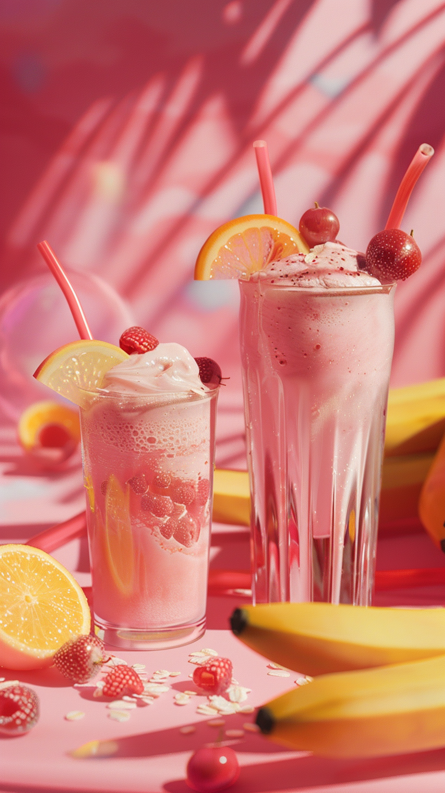 Stylish Summer Drinks on Pink