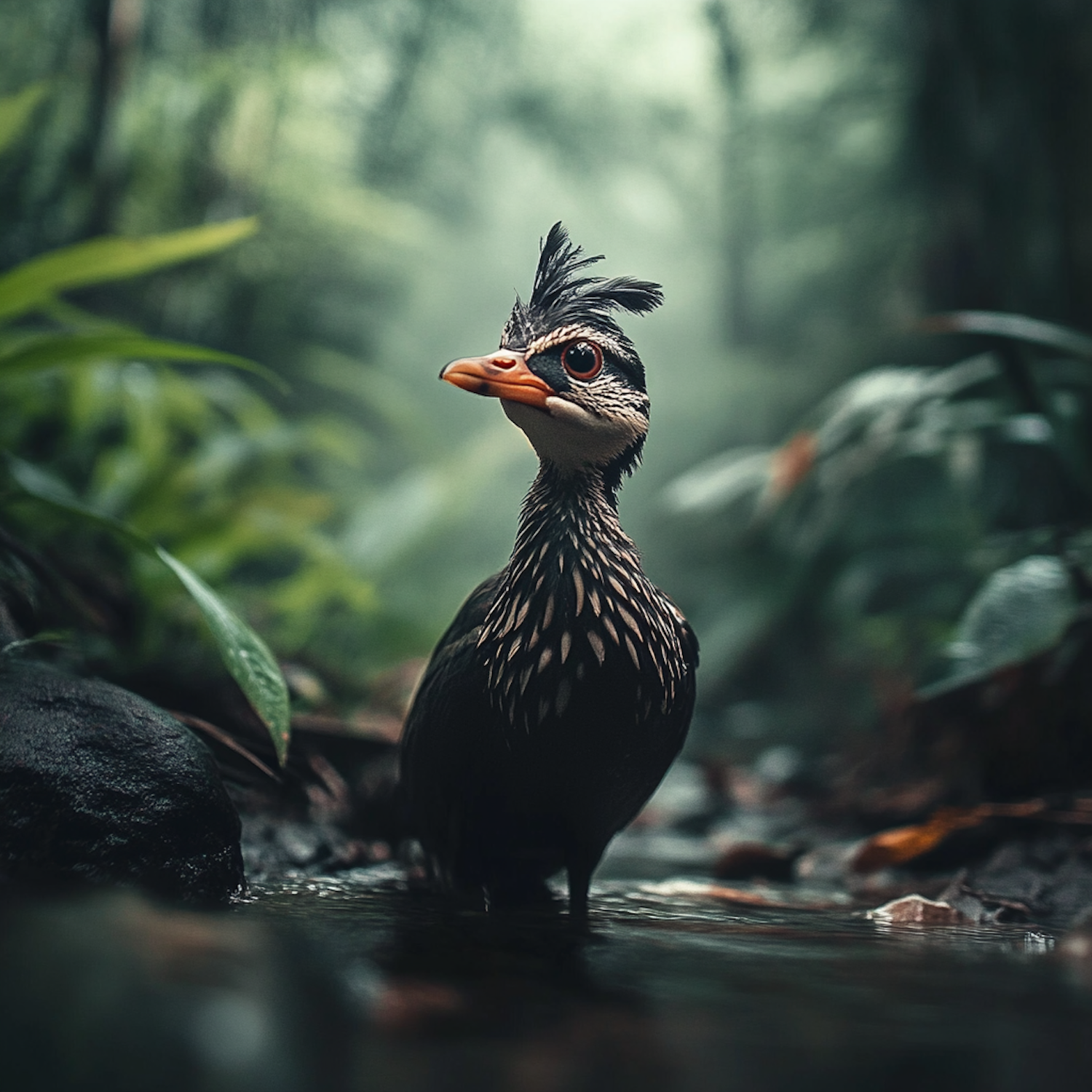 Striking Bird in Stream