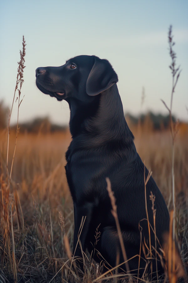 Black Dog in Golden Field