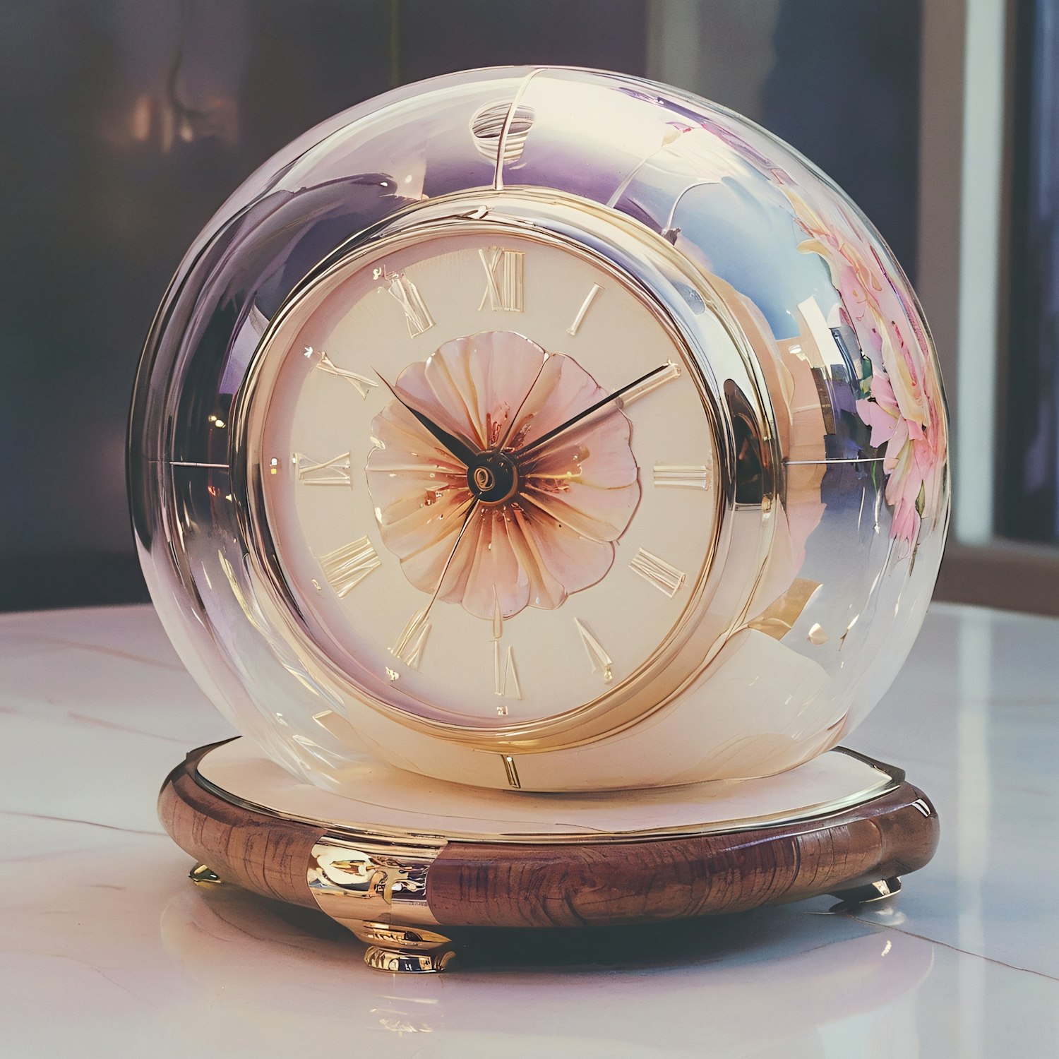 Elegant Clock in Glass Dome