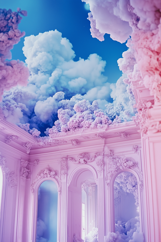 Surreal Cloud-Filled Room