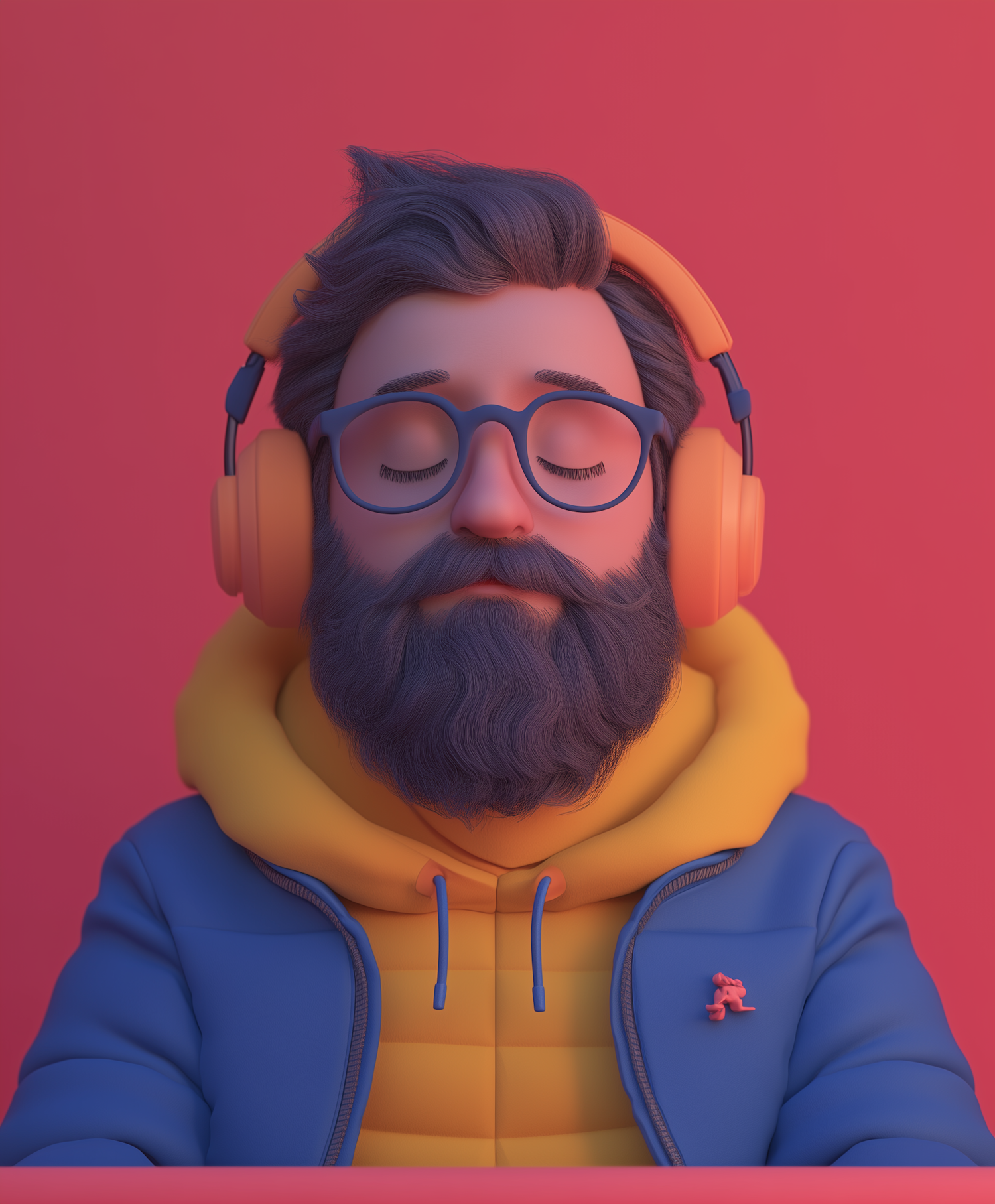 Stylized 3D Illustrated Male Figure with Headphones