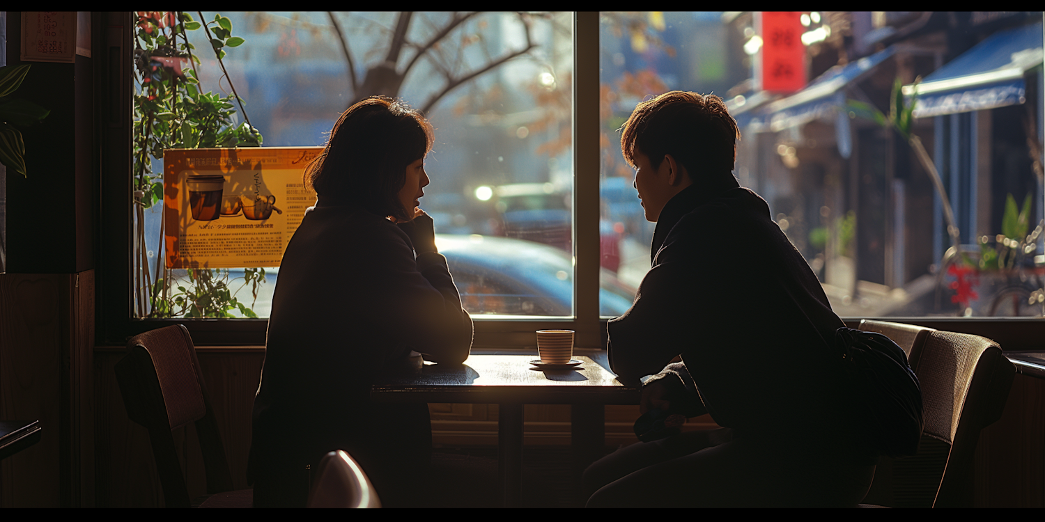 Intimate Conversation in Cafe