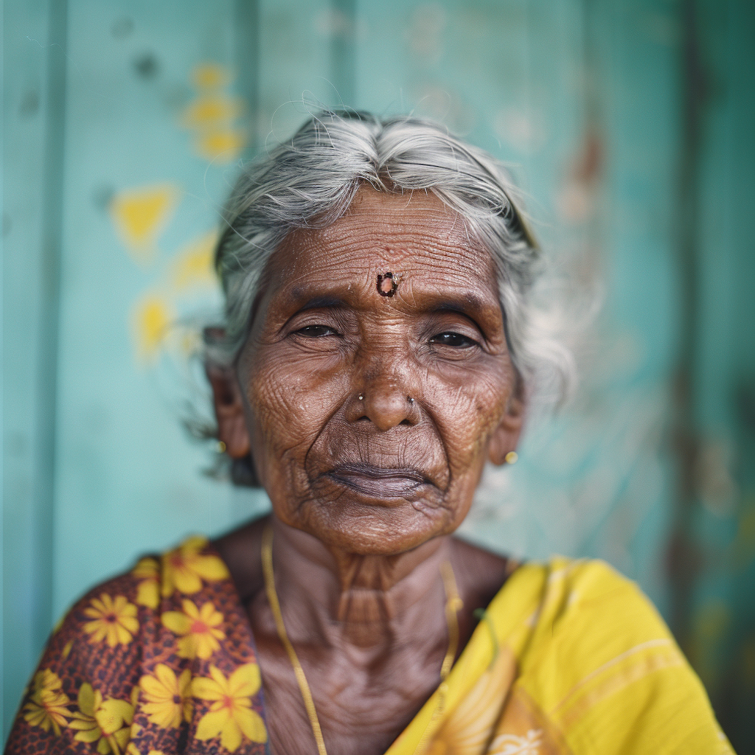 Elderly Woman in Traditional Attire