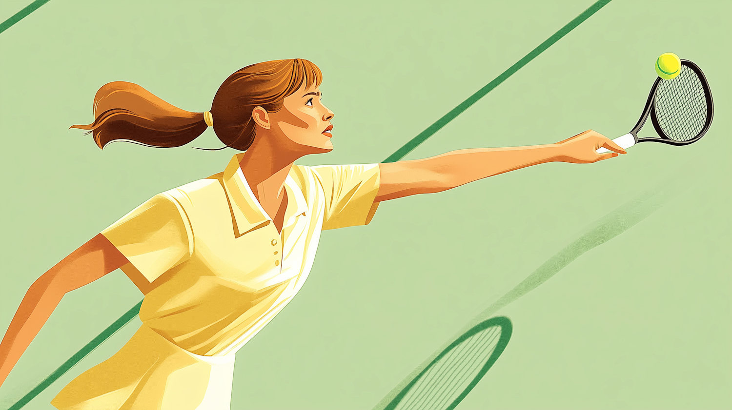 Stylized Female Tennis Player in Action