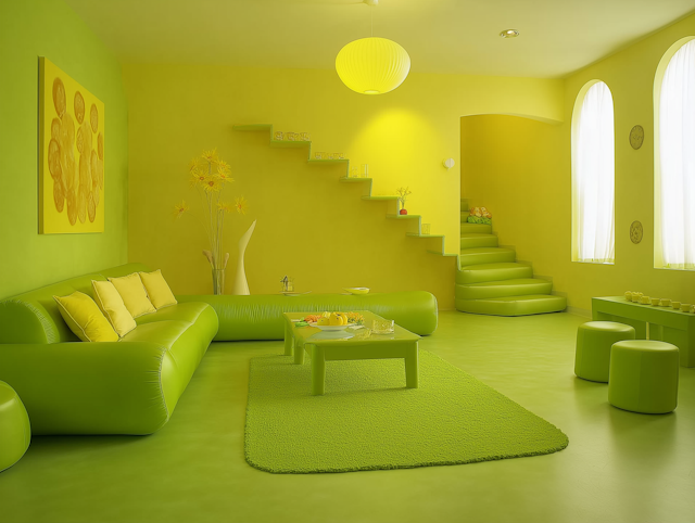 Green-Toned Modern Living Room