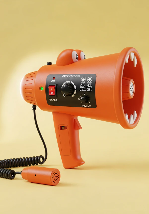 Whimsical Orange Megaphone