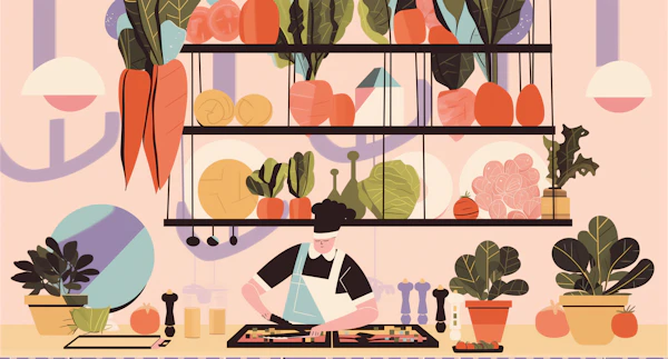 Chef in Colorful Kitchen