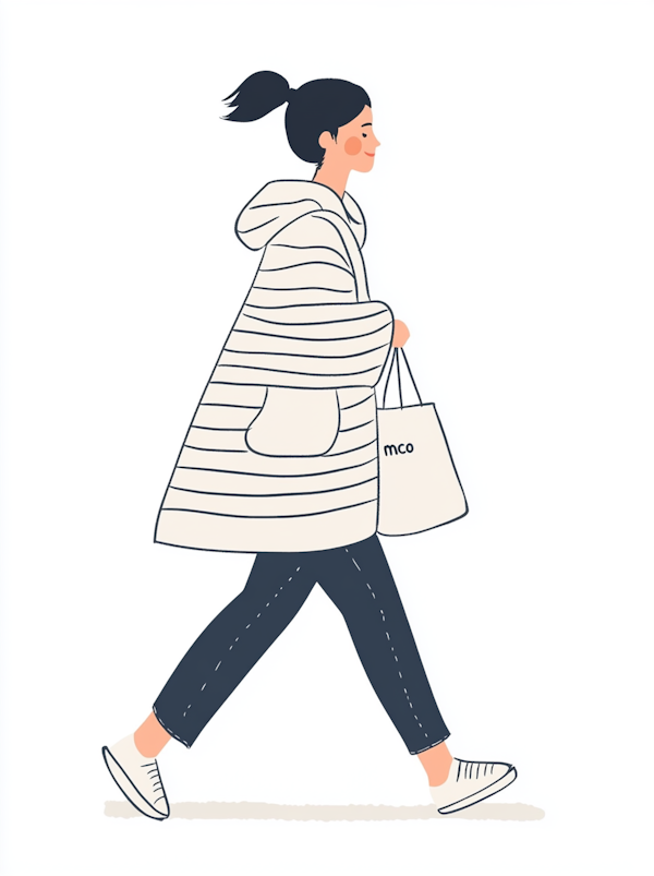 Stylized Illustration of a Walking Woman