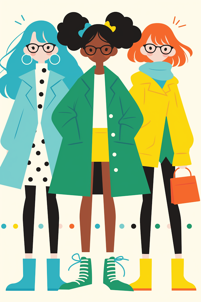 Fashionable Trio Illustration