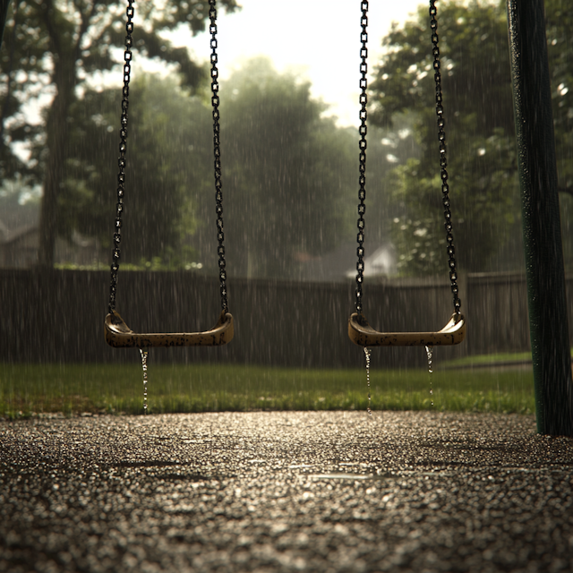 Rainy Playground Swings