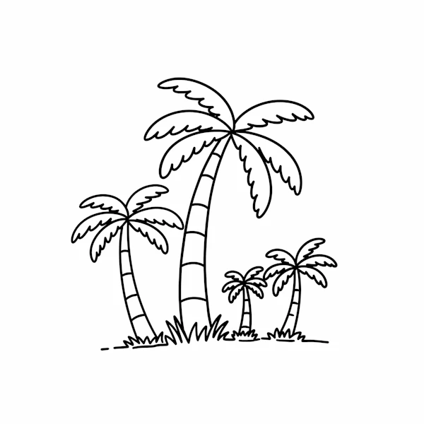 Palm Tree Line Art