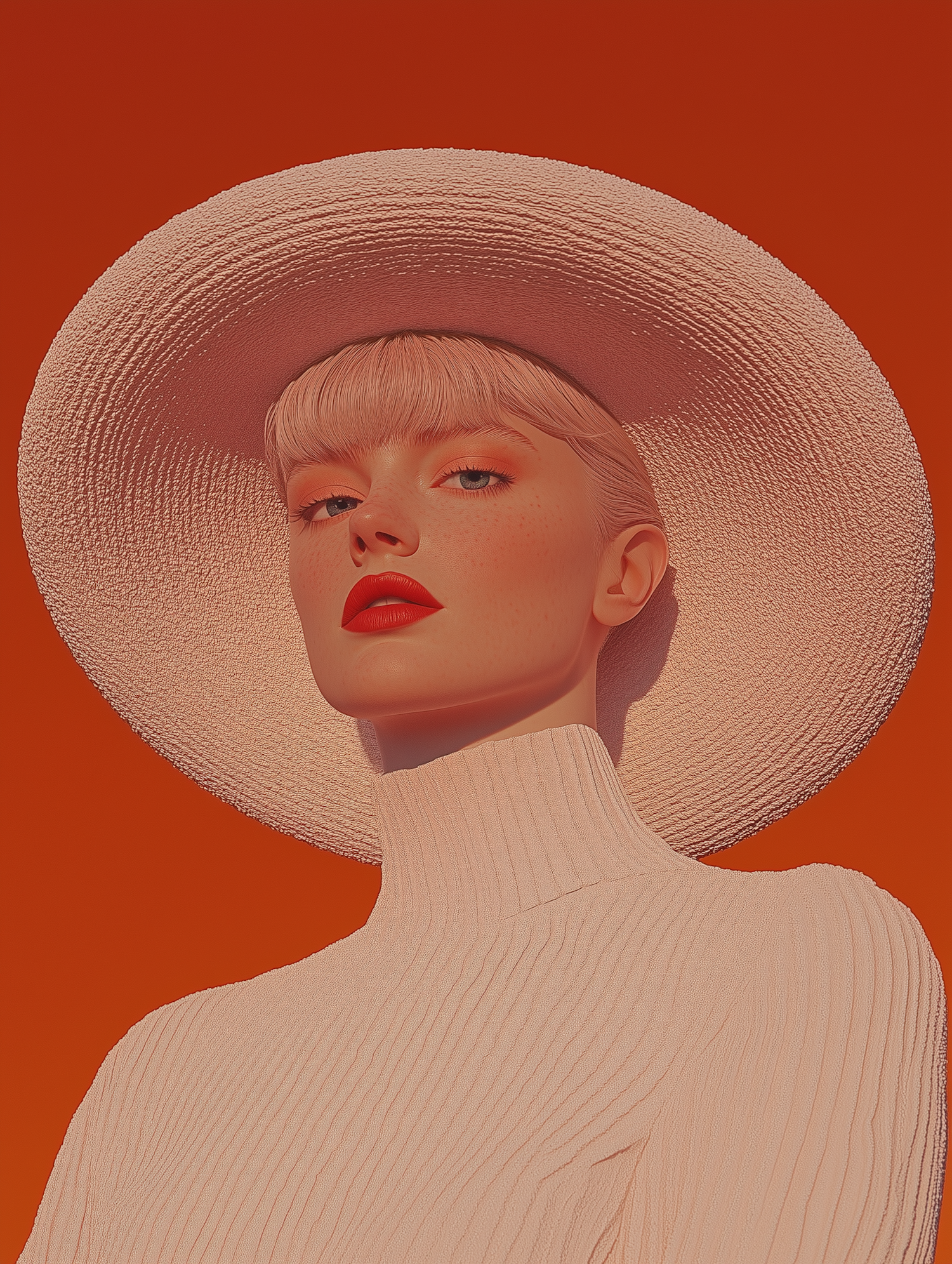 Striking Portrait with Textured Hat