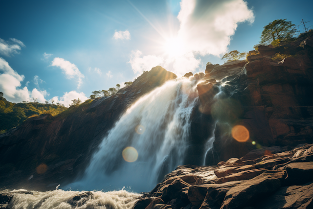 Sunlit Veil Waterfall