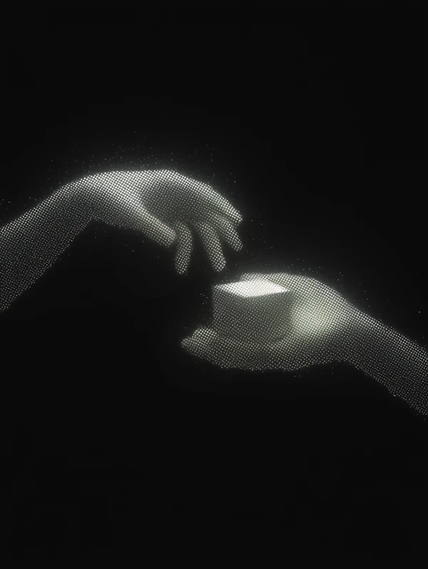 Glowing Hands and Cube