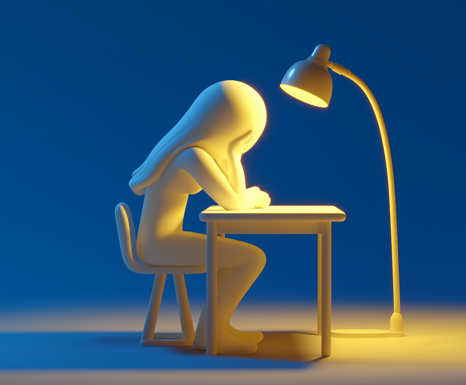 Stylized 3D Model of Person Writing