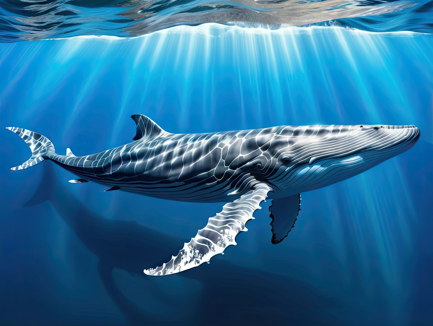 Submerged Blue Whale Illustration