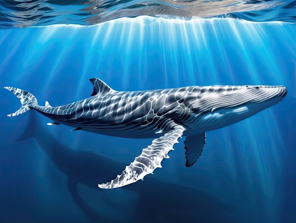 Submerged Blue Whale Illustration