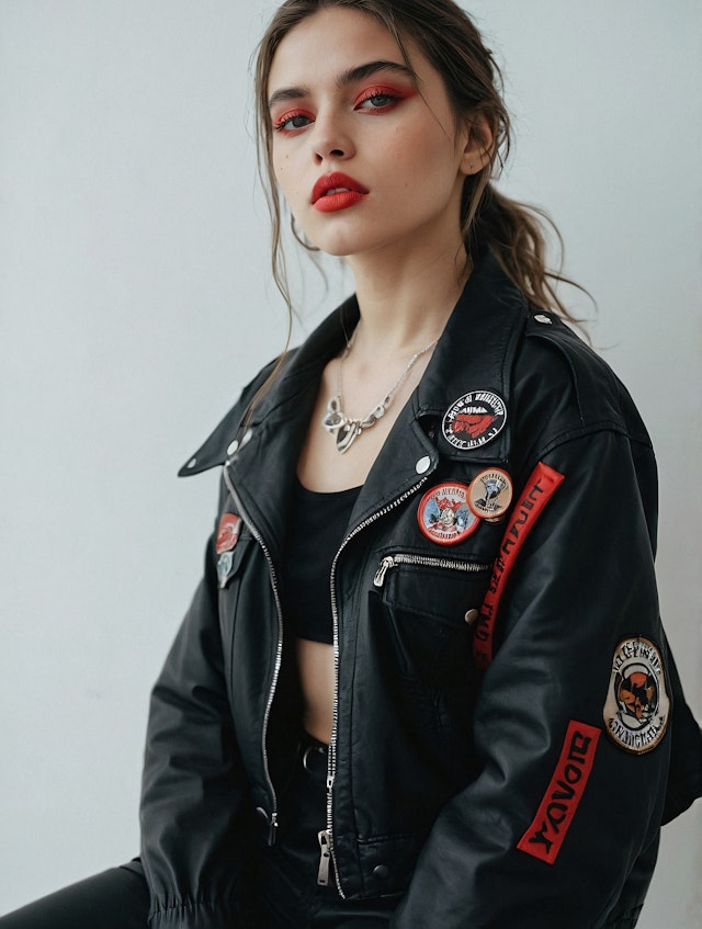 Edgy Portrait with Red Makeup