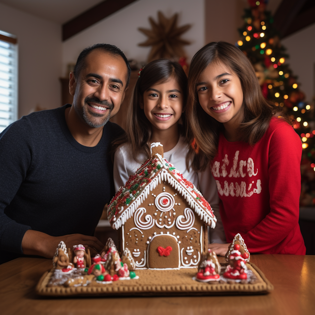 Festive Family Gingerbread House Portrait