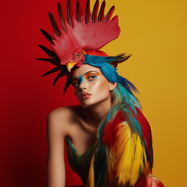 Vibrant Feathered Portrait