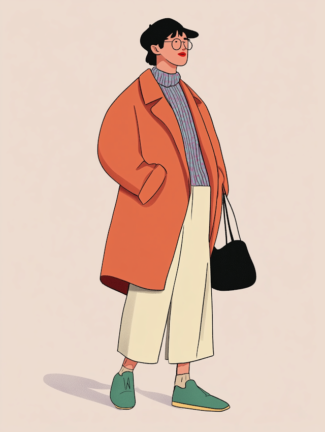 Fashionable Woman in Oversized Coat