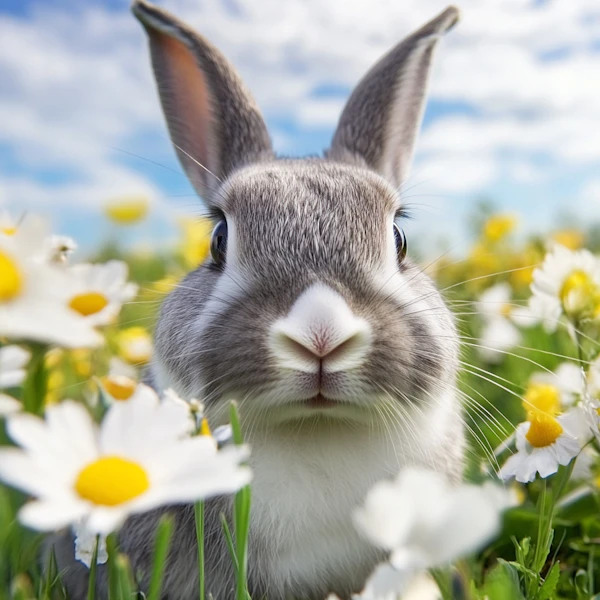 Rabbit in Daisy Field