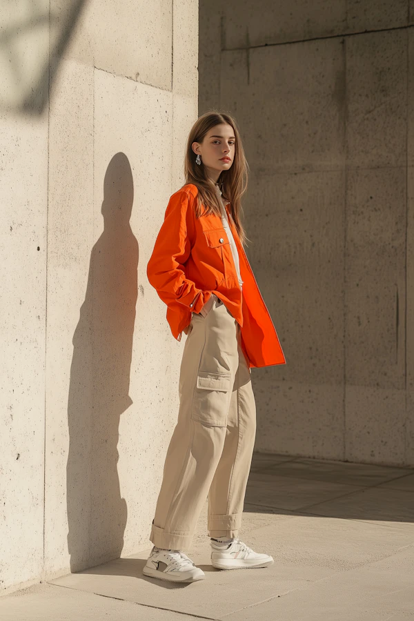 Young Woman in Orange Jacket