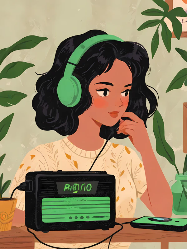 Woman with Radio