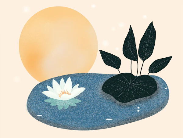 Serene Lotus Pond at Sunset