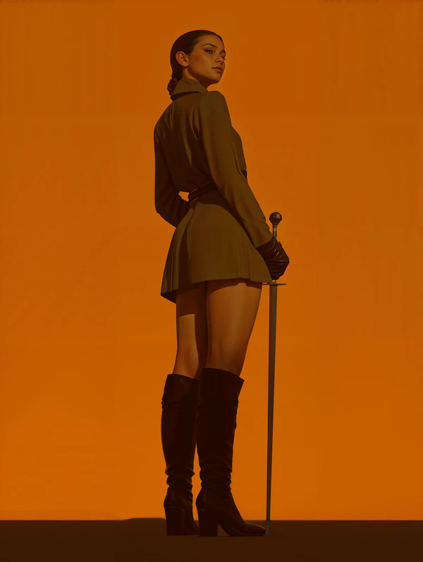 Confident Woman with Sword