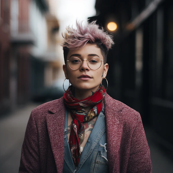 Urban Style Maven with Confident Gaze